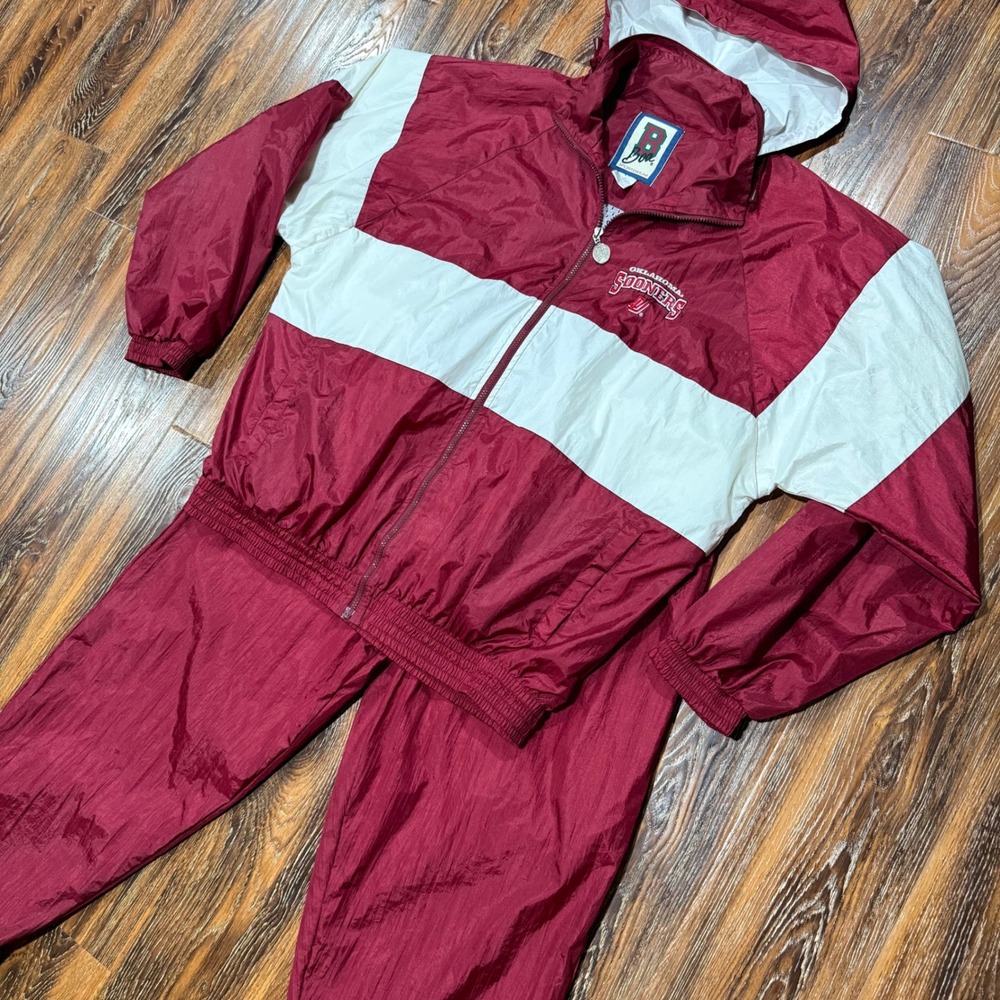 Vintage Oklahoma Sooners Tracksuit Boa Sportswear Maroon White XL Windbreaker